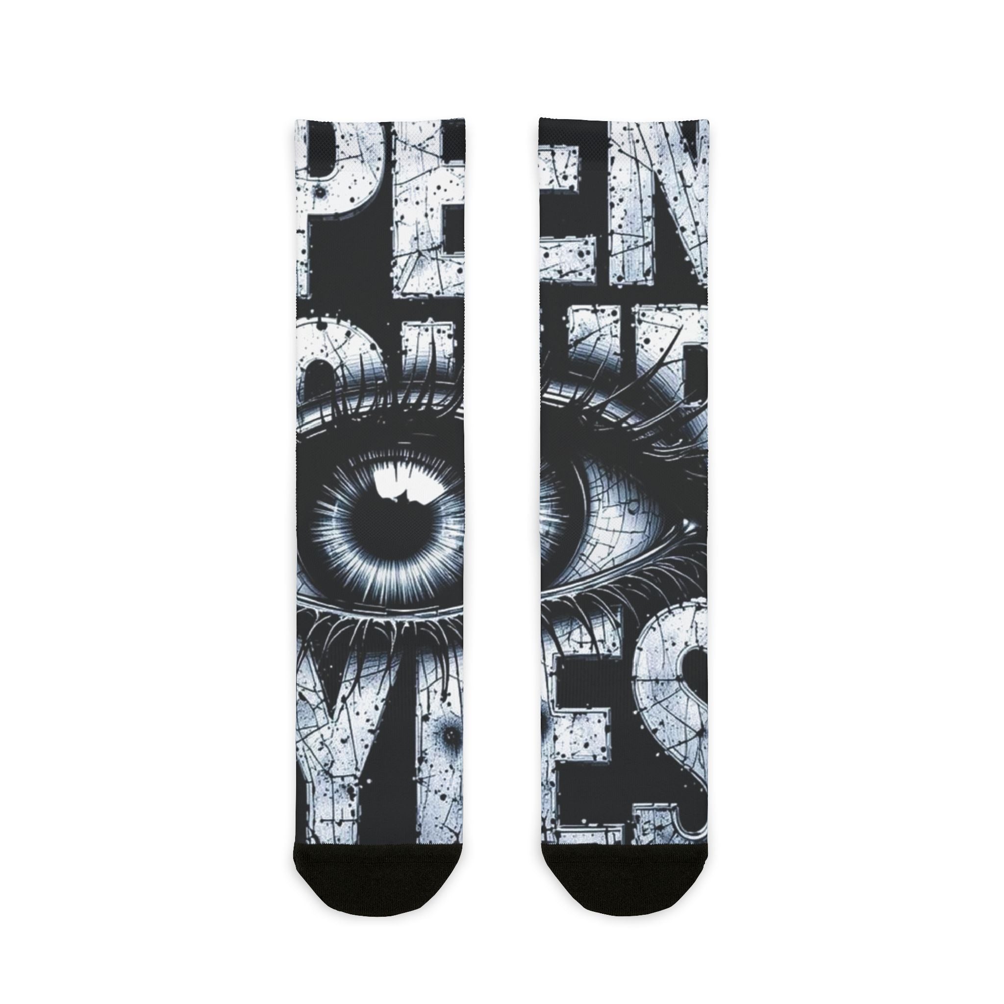 Eye Graphic Crew Socks — Monochrome Sublimation Statement Socks