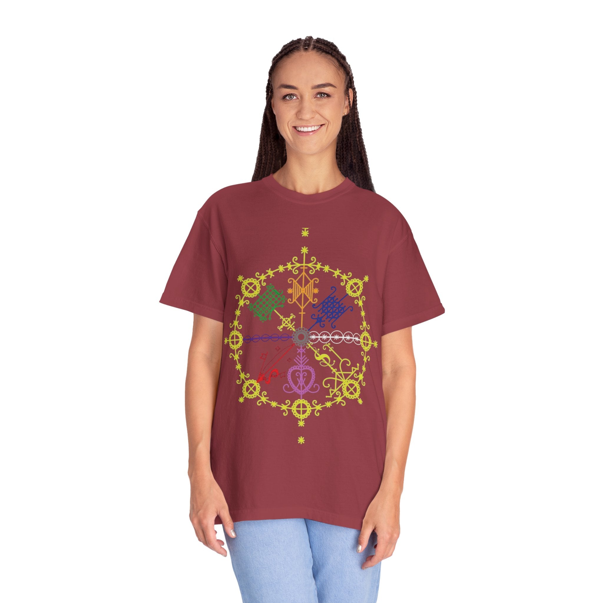 Mandala Symbol Graphic T-Shirt — Pastel Spiritual Pattern