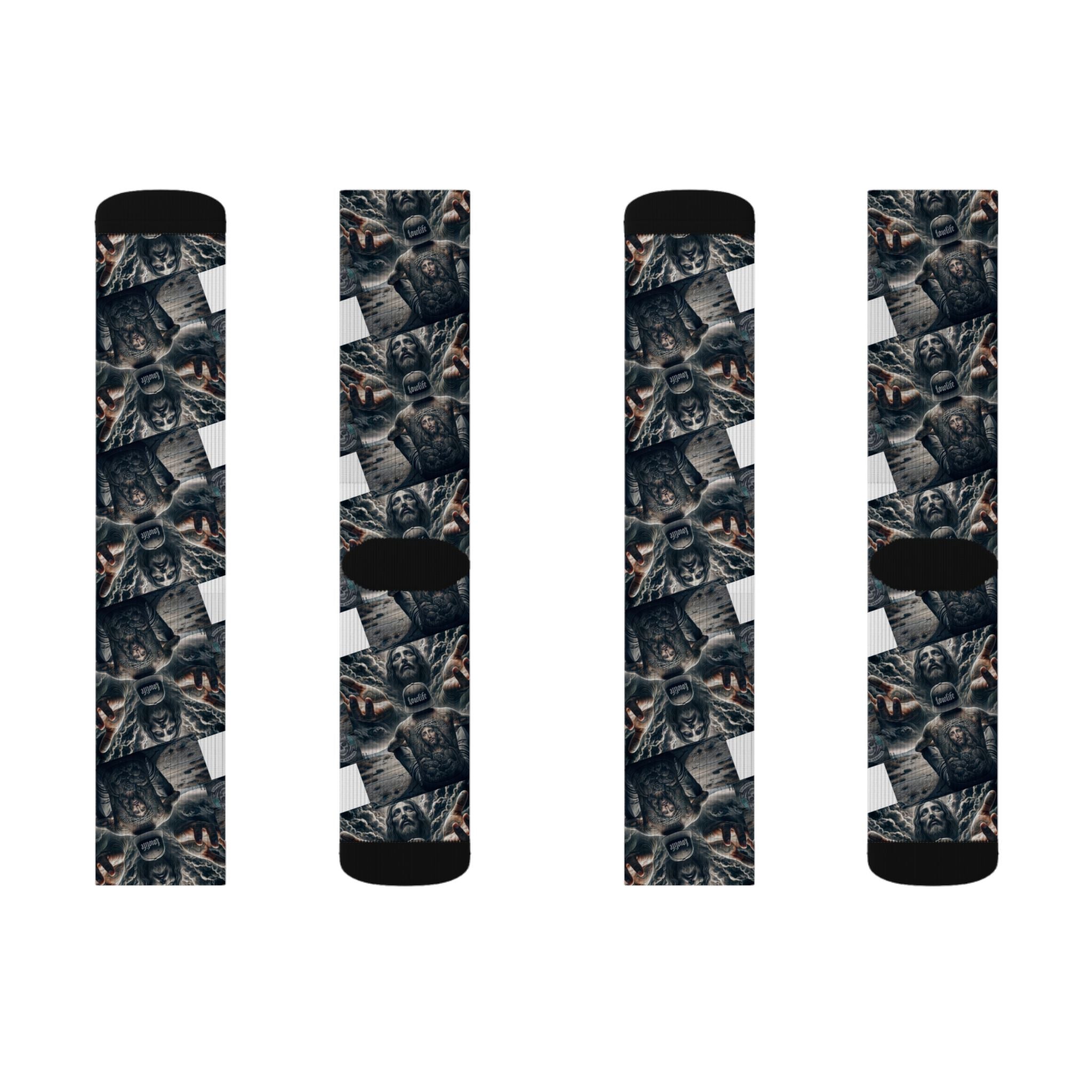 Camo Spider Sublimation Socks — Dark Tactical Graphic Crew Socks