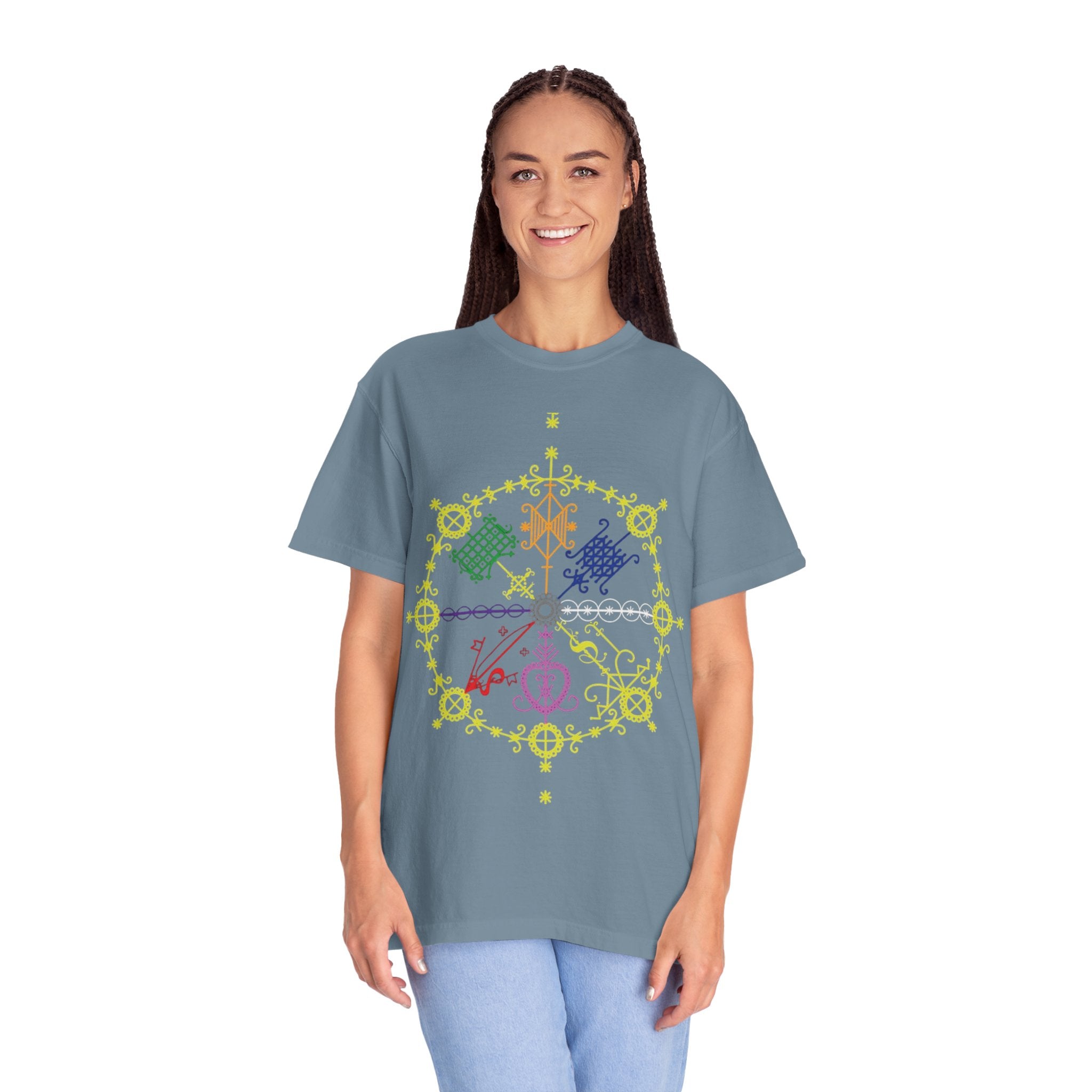 Mandala Symbol Graphic T-Shirt — Pastel Spiritual Pattern