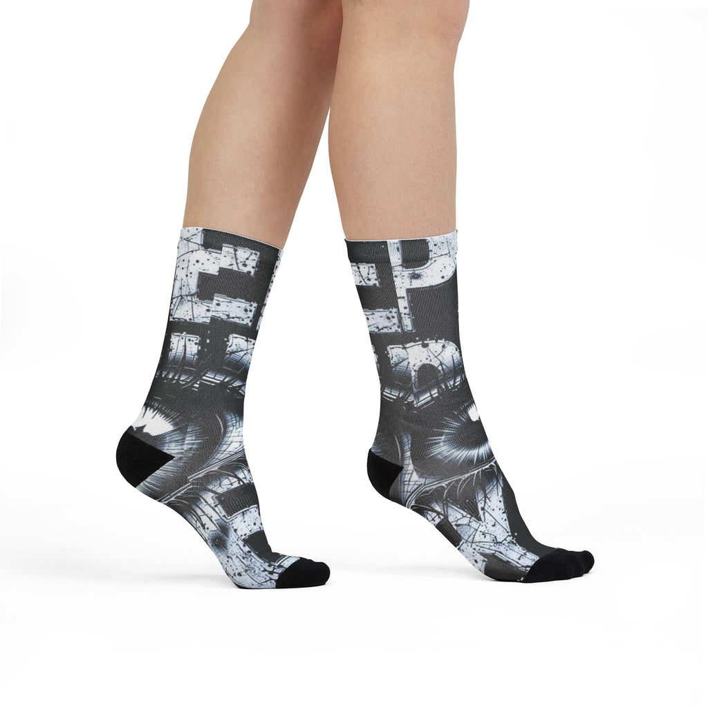 Eye Graphic Crew Socks — Monochrome Sublimation Statement Socks