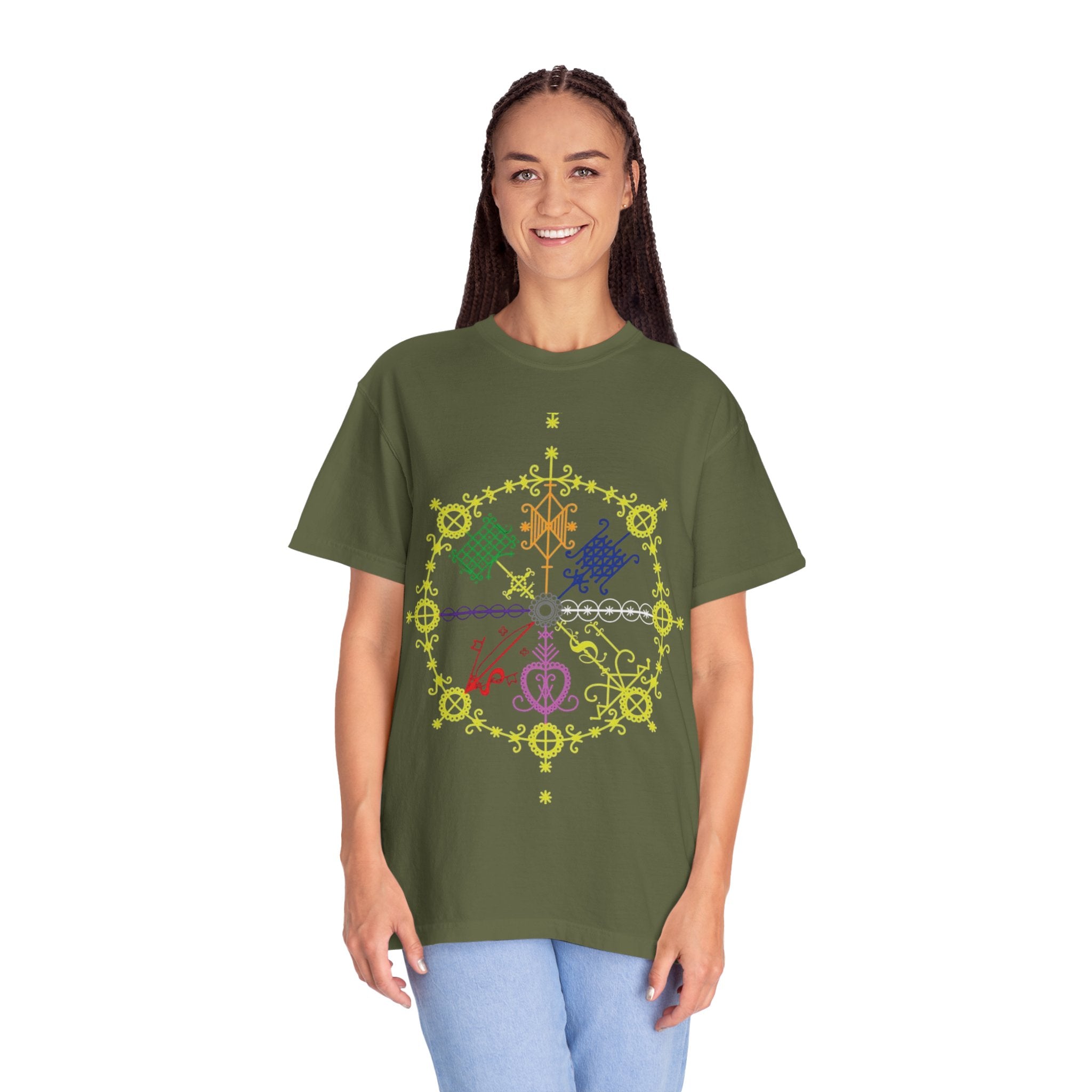 Mandala Symbol Graphic T-Shirt — Pastel Spiritual Pattern