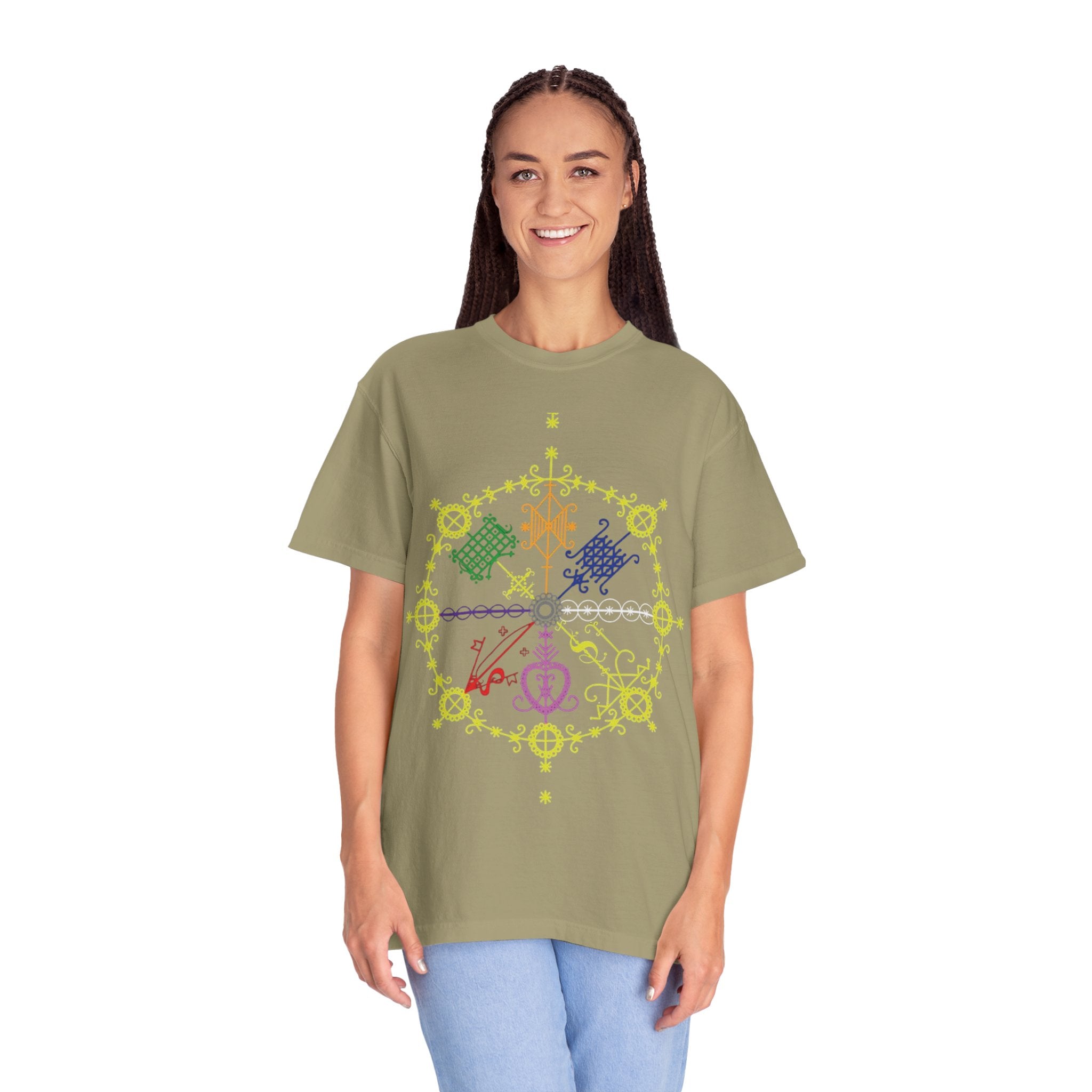 Mandala Symbol Graphic T-Shirt — Pastel Spiritual Pattern