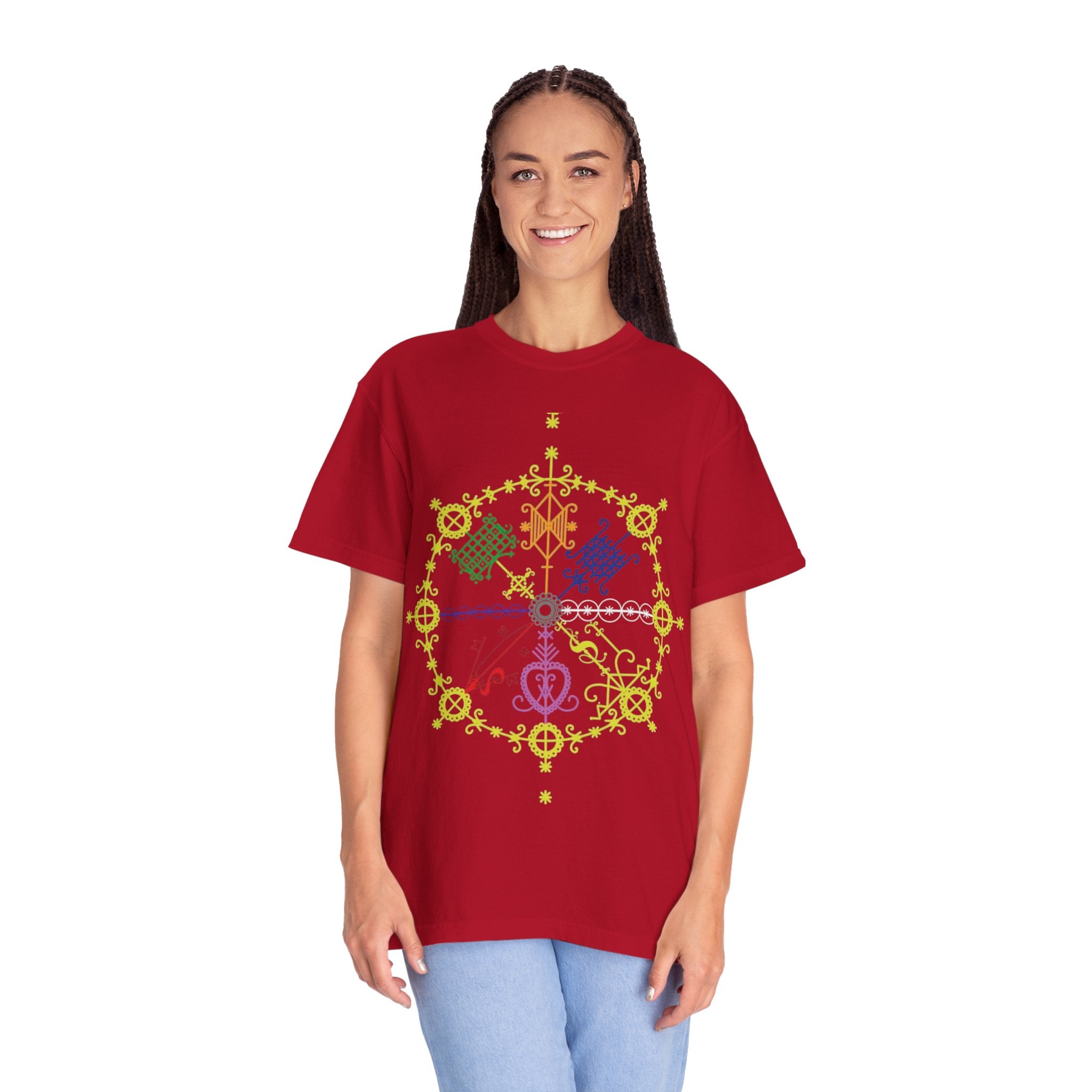 Mandala Symbol Graphic T-Shirt — Pastel Spiritual Pattern