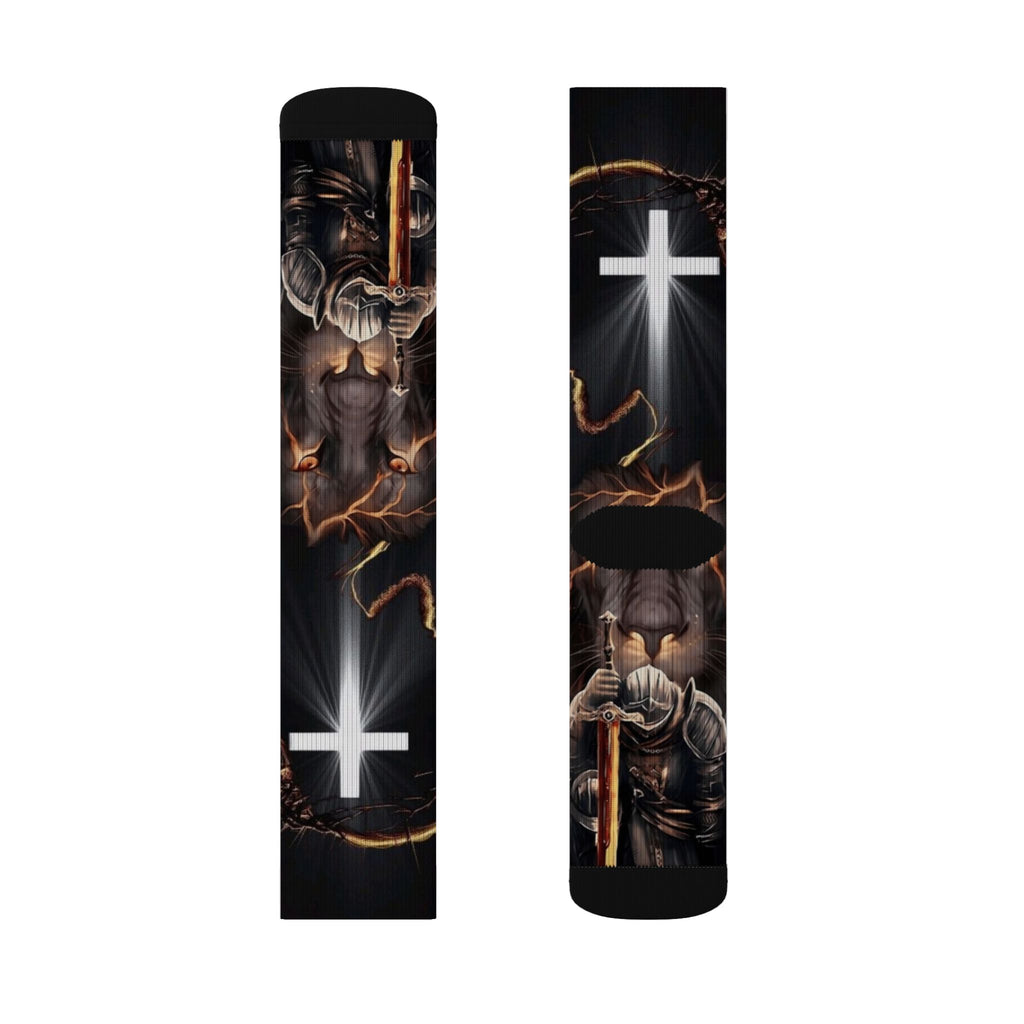 Christian Knight Sublimation Socks — Armor of God Cross Design