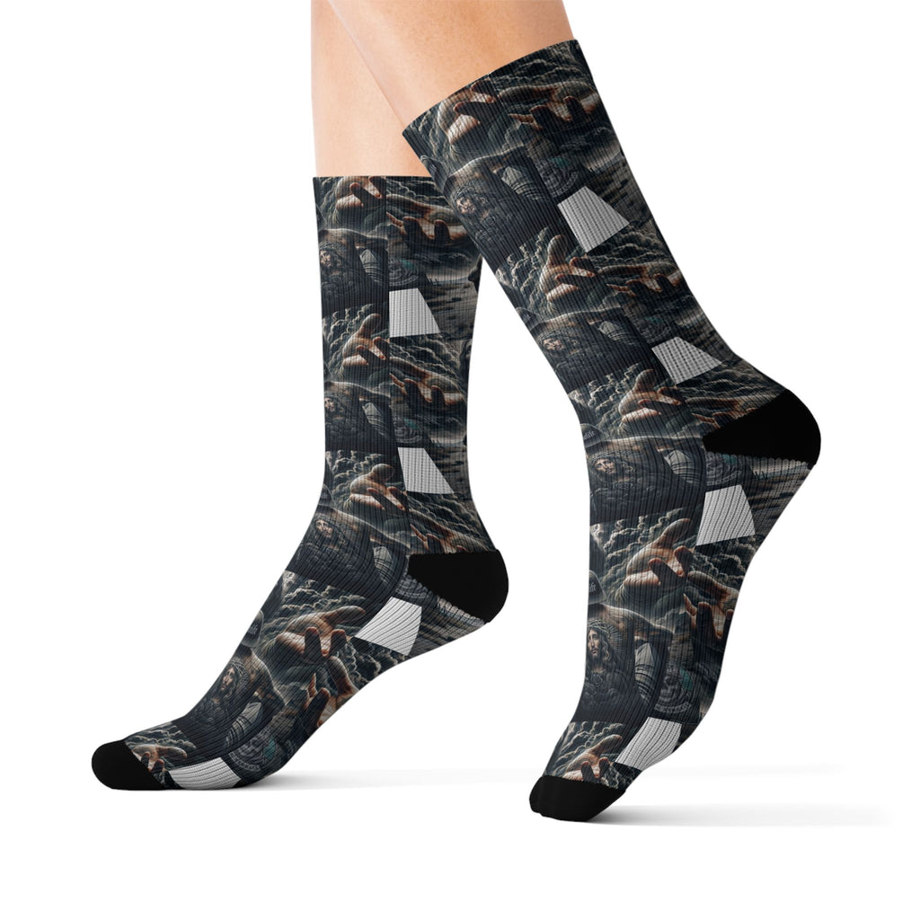 Camo Spider Sublimation Socks — Dark Tactical Graphic Crew Socks