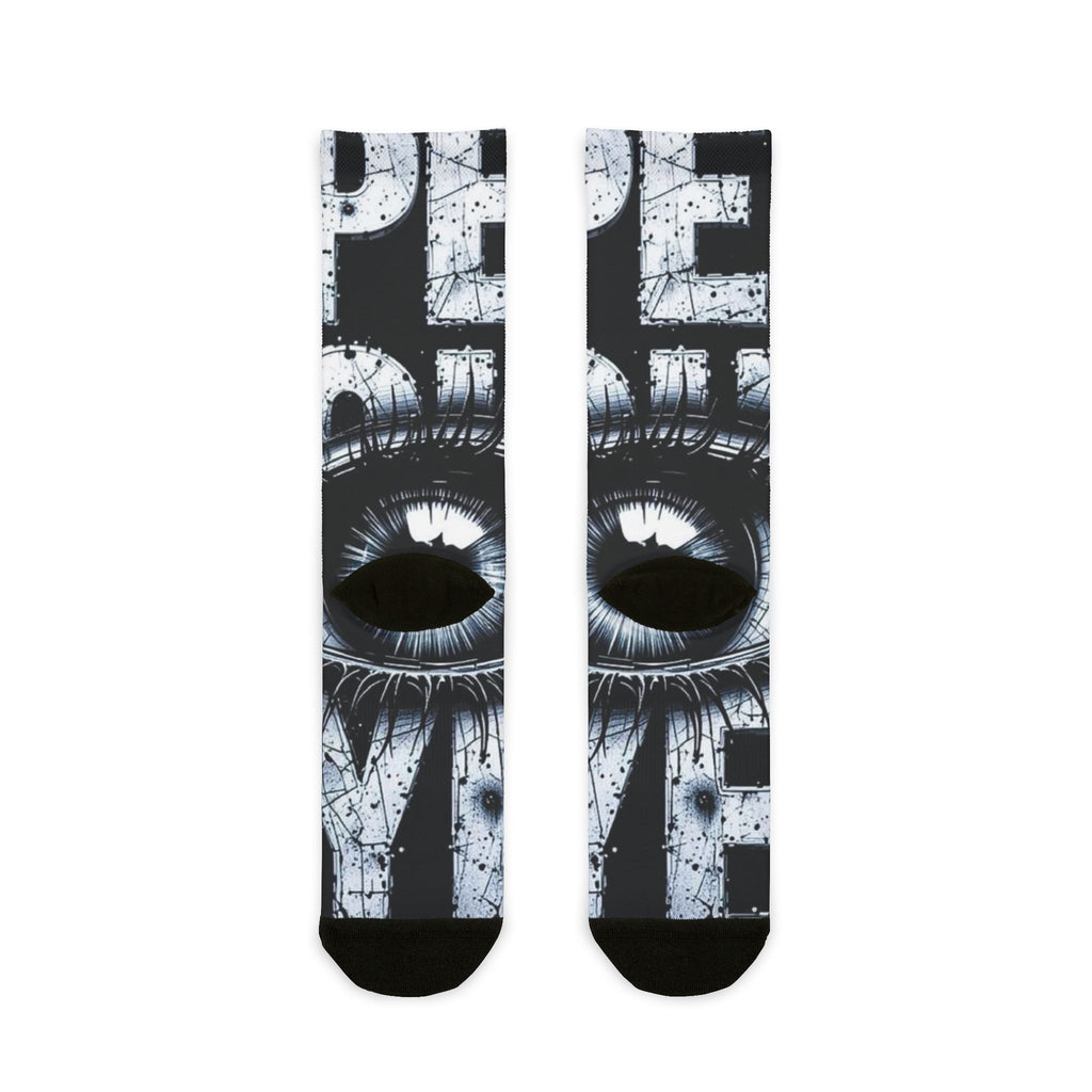 Eye Graphic Crew Socks — Monochrome Sublimation Statement Socks