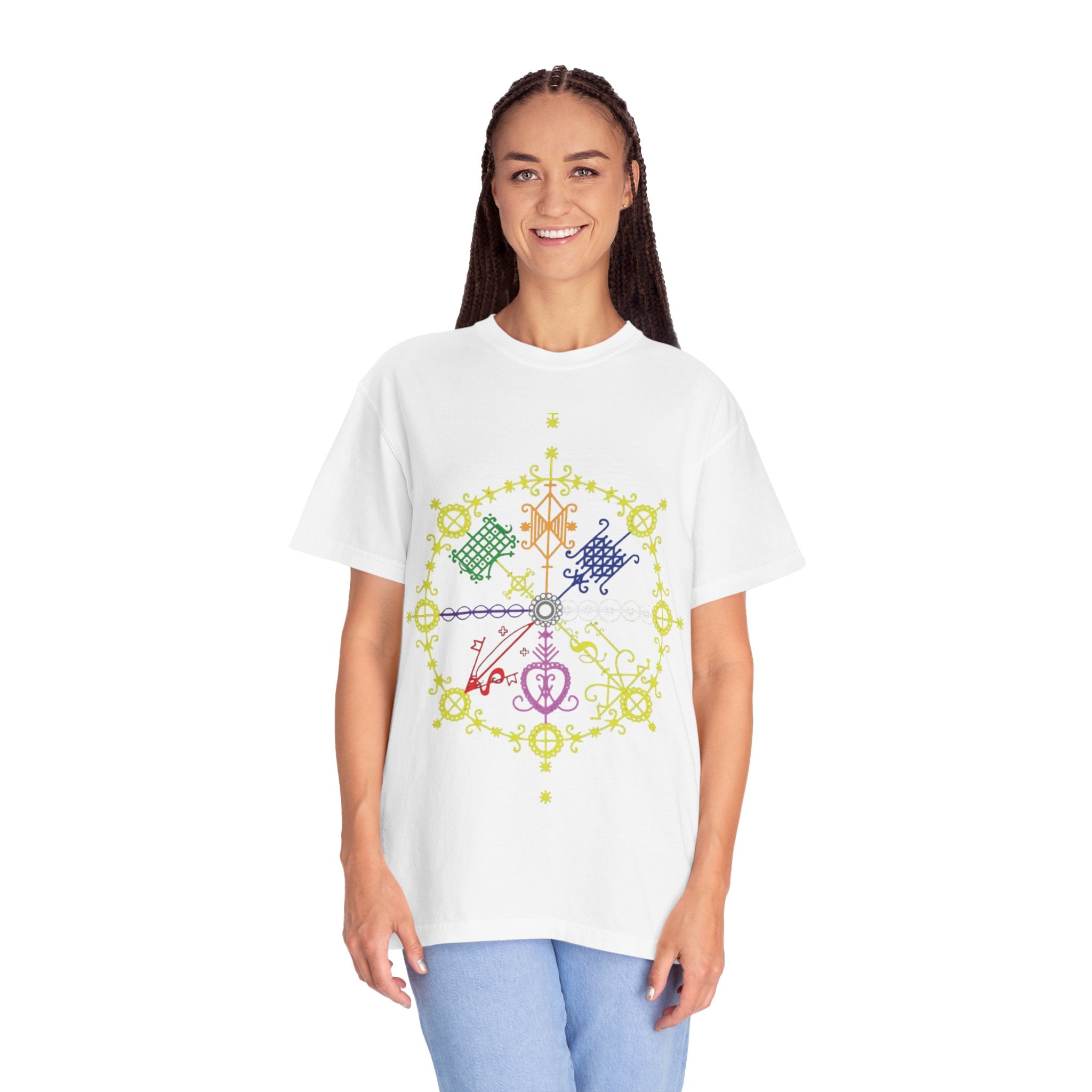 Mandala Symbol Graphic T-Shirt — Pastel Spiritual Pattern