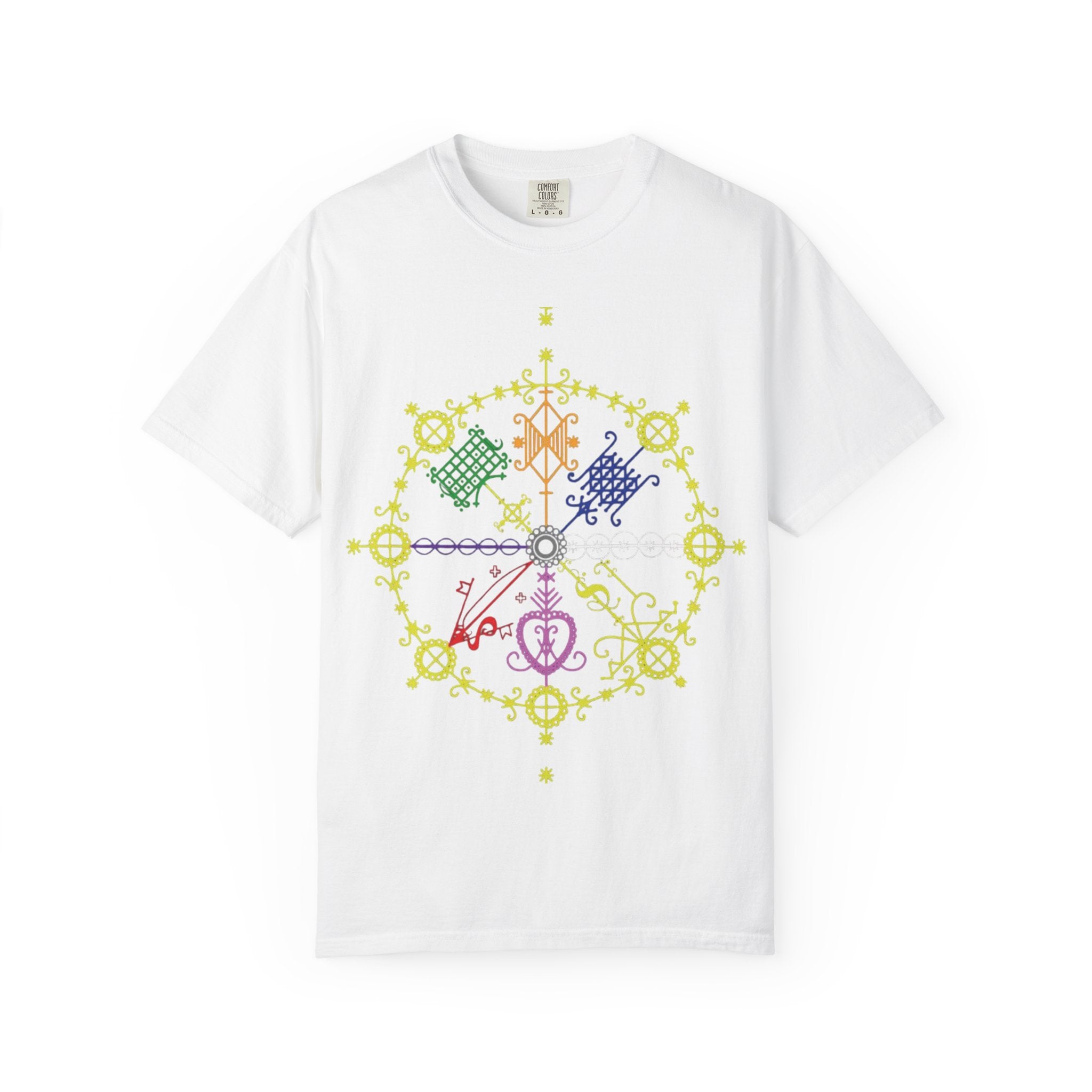 Mandala Symbol Graphic T-Shirt — Pastel Spiritual Pattern