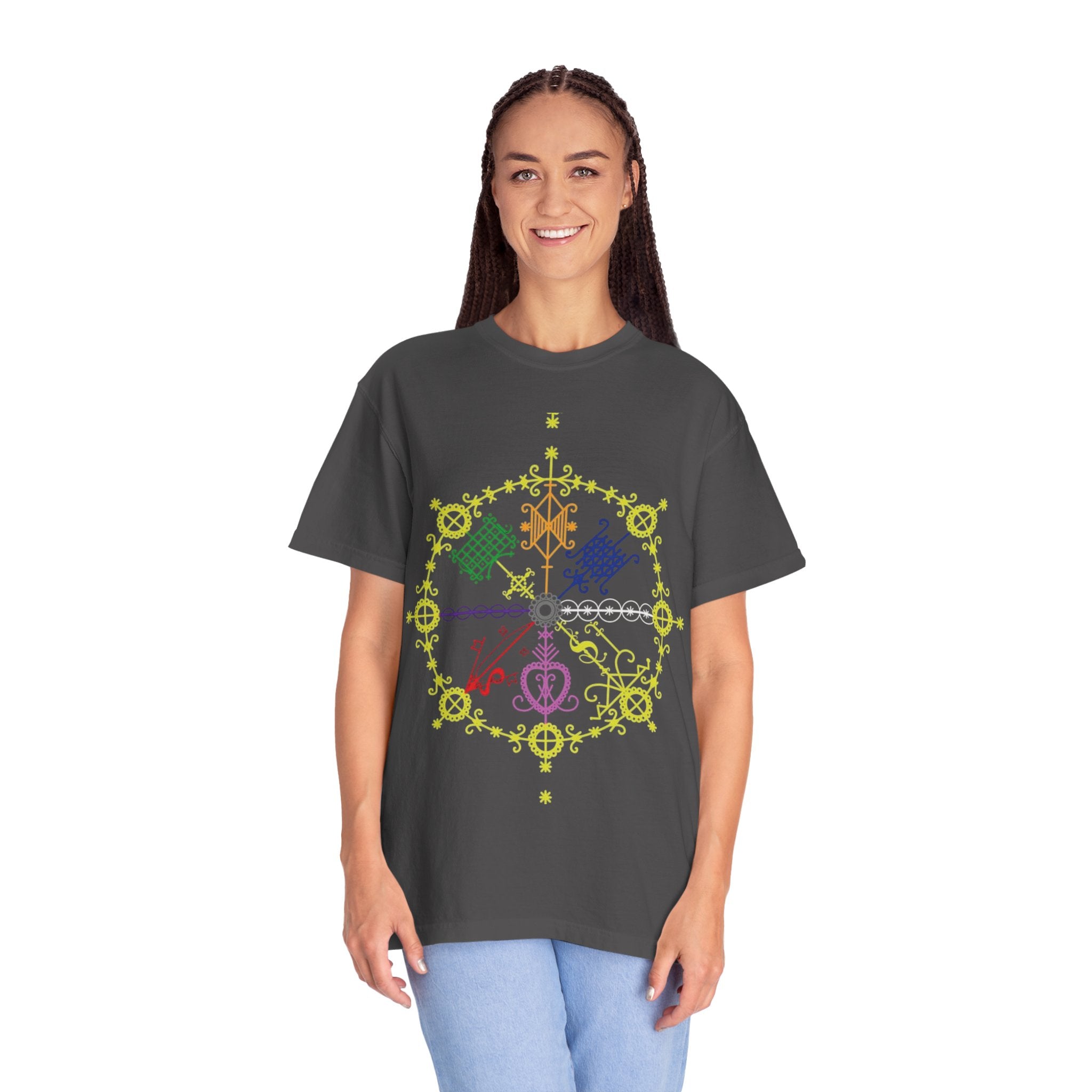 Mandala Symbol Graphic T-Shirt — Pastel Spiritual Pattern