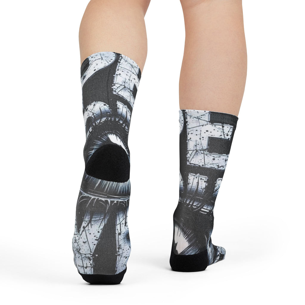 Eye Graphic Crew Socks — Monochrome Sublimation Statement Socks