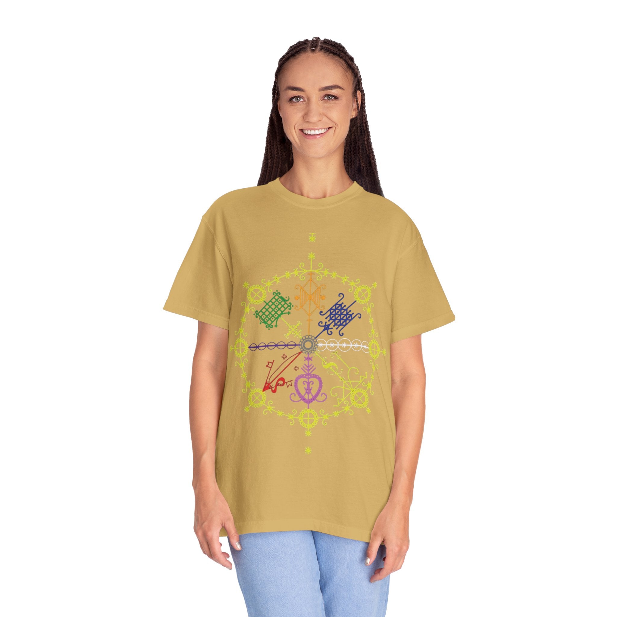 Mandala Symbol Graphic T-Shirt — Pastel Spiritual Pattern
